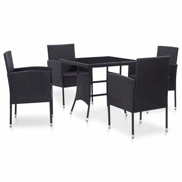 Set Mobilier De Exterior 5 Piese Negru Poliratan 46402